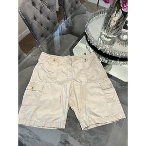Michael Kors Mens Cargo Shorts Beige Casual Lightweight Missing Button Size 36